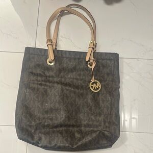 Michael Kors Brown Signature Tote with Gold Accents